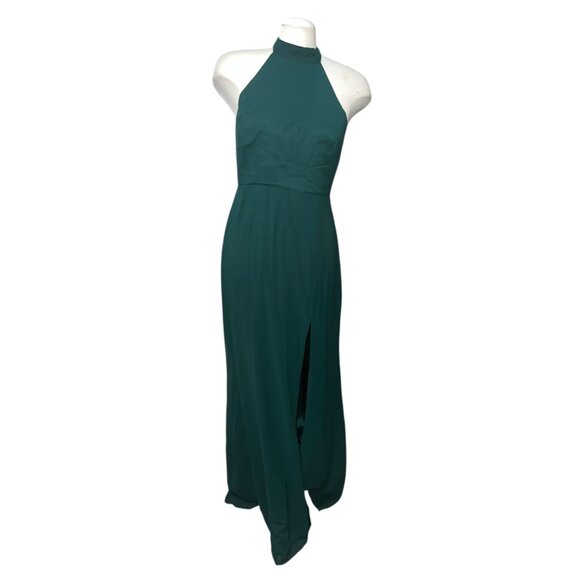 Lulus Captured Your Heart Hunter Green Halter Maxi Dress Sz Medium Hunter Green - Picture 3 of 16